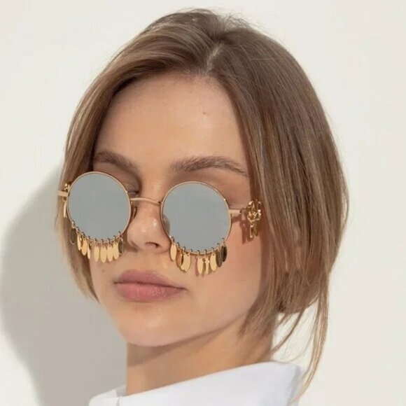 NEW VALENTINO VLS-174A SILVER GOLD WOMEN SUNGLASSES - Picture 2 of 12